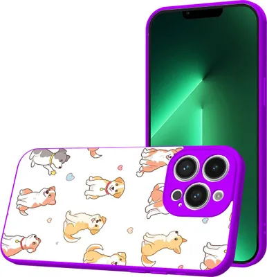 Produktbild von Smartphonica Handyhülle Geeignet für iPhone 13  Pro mit Hundedruck - TPU Back Cover Case Hundedesign - Lila