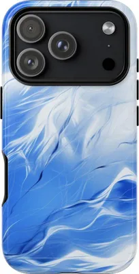 Produktbild von Blau-weißes abstraktes Wellenmuster – Hülle Kompatibel mit iPhone 17 Pro