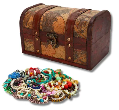 Imagen del producto de Caja de almacenamiento de madera vintage con candado, de 18 x 10 x 10 cm, ideal para joyas y juguetes