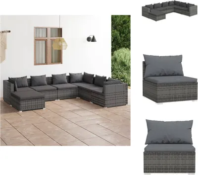 Produktbild von vidaXL 7-tlg. Garten-Lounge-Set mit Kissen Poly Rattan Grau -  Gartenmöbel-Sets