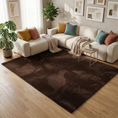 Produktbild von Luxus Super Soft Fellteppich Pearl Dunkelbraun, Größe:80x150 cm