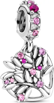 Produktbild von PANDORA Charm-Anhänger Familienstammbaum Herz Silber Rosa filigran personalisierbar