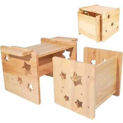 Produktbild von Kindersitzgruppe Tisch und Stuhl Set Aktivitätstisch Spieltisch für Kinder 1-3 Jahre Multifunktionale für Essen/Spielen/Lesen, einfach zu montieren