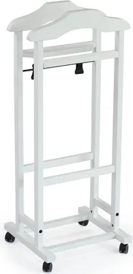 Produktbild von Kleiderständer Serie 2003 aus Buchenholz mit Gummirädern, 2 Formbügeln und Rockablage, 37 cm breit, 105 cm hoch