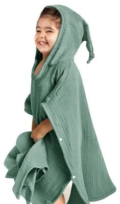 Immagine prodotto di Asciugamano poncho per bambini, realizzato in 100% cotone di mussola