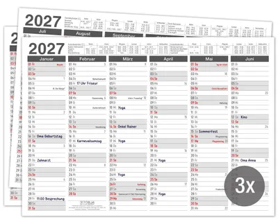 Produktbild von Tafelkalender 2027 Anthrazit DIN A4 3er Set Halbjahreskalender Büro Kanzlei Architekt Querformat
