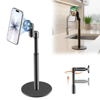 Produktbild von Stabile Verstellbare Handyhalterung Tisch für iPhone Smartphone Höhenverstellbar 360° Rutschfest Handyhalter für Schreibtisch Handyständer