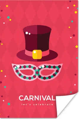 Produktbild von MuchoWow® Poster "Karneval" auf rotem Hintergrund 40x60 cm - Plakate für die Wand - Poster Babyzimmer