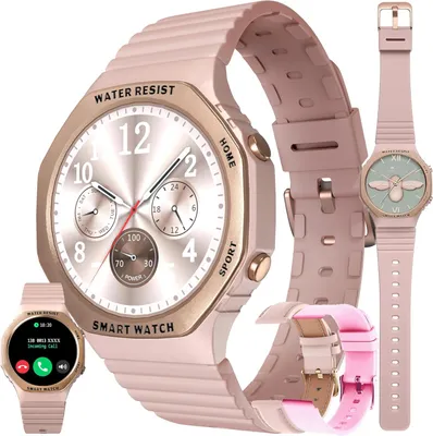 Produktbild von MYSHUN Damen Smartwatch mit Telefonfunktion 1.32" AMOLED 123 Sportmodi Fitness Uhr mit Blutdruck SpO2 Schlaf & Zyklustracker IP68