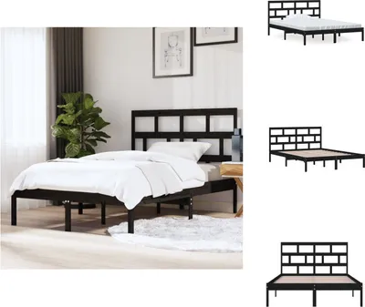 Produktbild von vidaXL Massivholzbett Schwarz 150x200 cm -  Betten & Bettgestelle