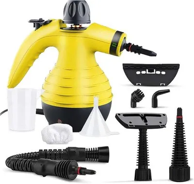 Image de Nettoyeur vapeur multifonction pour la salle de bains - nettoyeur vapeur portable - avec 9 accessoires pour nettoyer les sols, les tapis, les sièges de voiture et bien plus encore