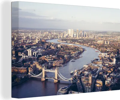 Produktbild von OneMillionCanvasses® - Leinwandbilder - 140x90 cm, Londoner Skyline mit Tower Bridge, Wandbilder Kunstdruck Wanddekoration
