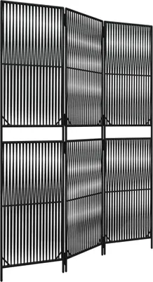Produktbild von vidaXL Paravent 3-tlg. Schwarz Poly Rattan