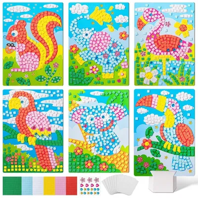 Immagine prodotto di Kit per mosaico a tema primaverile, 6 pezzi, per bambini. Adesivi, set creativo per bambine e bambini