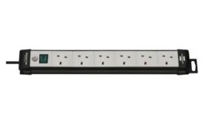 Obrázek produktu pro Brennenstuhl 1951563100, 3 m, Vnitřní, IP20, Černá, Šedá, 6 AC zásuvky / AC zásuvek, 90 mm
