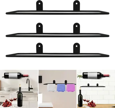 Produktbild von Weinflaschenregal aus Metall, Wand-Weinregal, Bar-Weinregal, platzsparender Wein-Organizer, Geschenk für Weinliebhaber