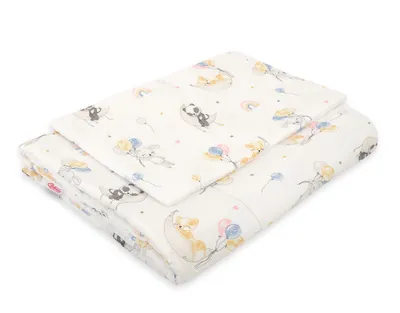 Image de Ensemble de literie pour enfant Bobono 135x100 cm avec rembourrage et motif ballons