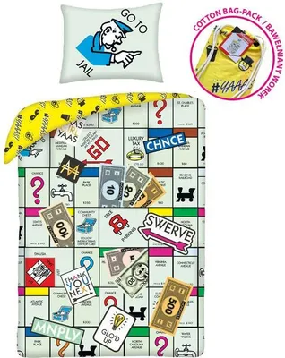 Produktbild von Bavlněné povlečení 140x200 Monopoly celadon + bavlněný povlak na polštář 70x90 Kids 12 Halantex