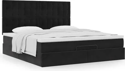 Produktbild von Maison Exclusive - Ottoman-Bett mit Matratzen Schwarz 180x200 cm Samt