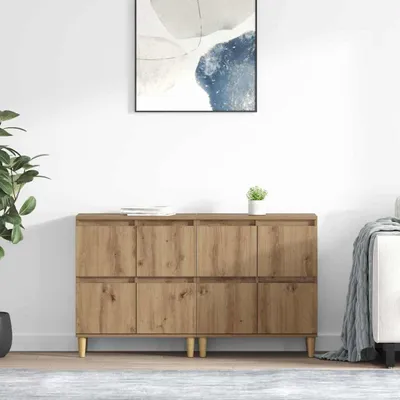 Image de vidaXL, 2 meubles de rangement, style artisanal, chêne, 60 x 35 x 70 cm, panneaux de particules
