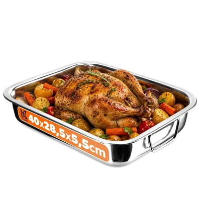 Obrázek produktu pro KADAX pekáč s mřížkou "Motte", pekáč z nerezové oceli, s vložkou, zapékací mísa, 40 cm, stříbrná