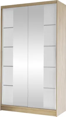 Produktbild von MIRJAN24 Schiebetürenschrank Diego V, Kleiderschrank, Stilvoll Schlafzimmer Garderobenschrank (Farbe: Sonoma Eiche / Weiß)