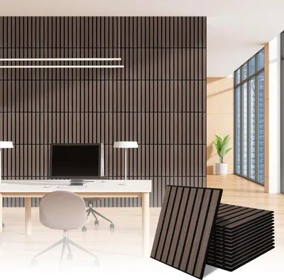 Produktbild von Ikodm Akustikpaneele Holzoptik Selbstklebend 12 Stück, 30 x 30 x 1 cm Filz Schallabsorber Wandpaneele, Dunkel Walnuss