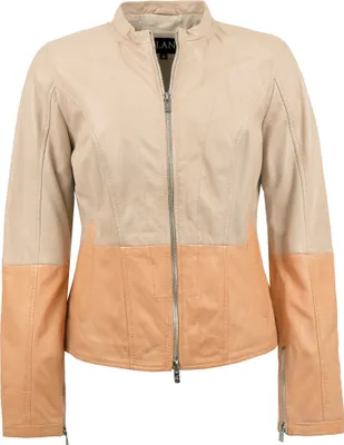 Produktbild von Jilani - Damen Lederjacke Lammnappa creme/ pastell orange Größe 40