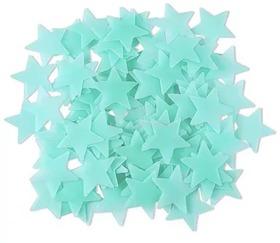 Imagen del producto de Estrellas brillantes en la oscuridad - Estrellas brillantes - Color azul - 200 unidades - Decoración de pared - Decoración de techo - Habitación infantil - 3 cm - CHPN