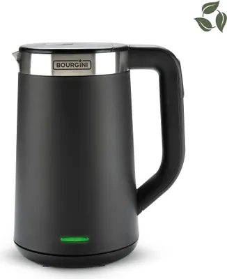 Productafbeelding van Bourgini Elements - Digitale Waterkoker - Zwart - 1.7 liter inhoud - GRS gecertificeerd gerecyclede materialen