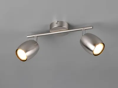 Produktbild von LED Deckenstrahler mit 2 schwenkbaren Spots aus Metall Silber, Breite 27,5cm