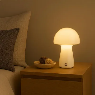Produktbild von LED Akku Pilzleuchte, 22 x 16 cm, 250 lm, 2700 K, dimmbar, Glas, weiß