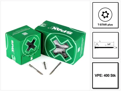 Zdjęcie produktu dla SPAX Wkręt tarasowy 5.0 x 50 mm stal nierdzewna A2 ( 4507000500519 ) 400 szt Gwint mocujący głowica cylindryczna Torx T-STAR Plus T25 CUT