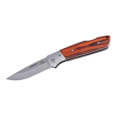 Produktbild von Puma TEC Taschenmesser AISI 420 Stahl rostfrei Back Lock Pakkaholz Griffschalen Edelstahlbacken Fangriemenöse