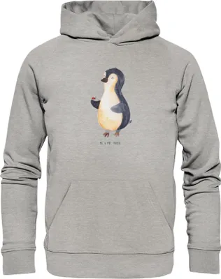 Produktbild von Mr. & Mrs. Panda Kuschelhoodie Pinguin Marienkäfer Größe XXL - Heather Grey - Geschenk, Sweatshirt, Glück, Liebe, Pullover, Aufmerksam, Statement-Hoodie, Kapuzenpulli
