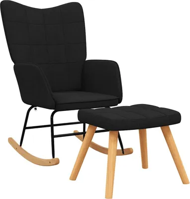Produktbild von vidaXL Schaukelsessel mit Hocker Schwarz Stoff
