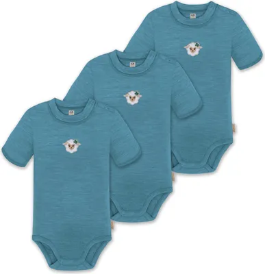 Produktbild von normani 3er Set Baby Kurzarm Body aus Wolle mit Druckknopf