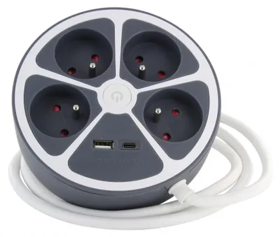 Produktbild von Chacon Circular Design Steckdosenleiste mit USB