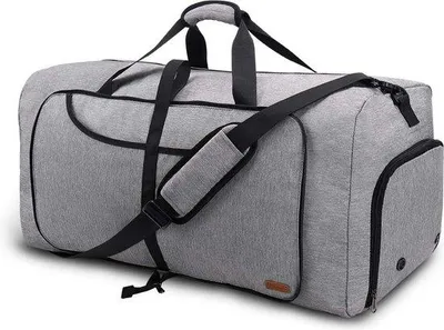 Zdjęcie produktu dla Torba podróżna Unyqoos® 120 L – bardzo duża, składana torba weekendowa wykonana z wodoodpornego poliestru, z przegrodą na buty, wymiary 85×35×40 cm, kolor: szary, waga: 0,89 kg, idealna na 8–10 dni