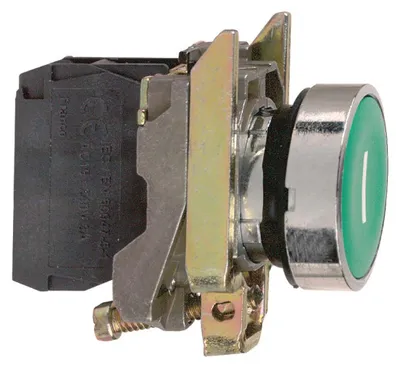 Image de Schneider Electric Harmony XB4 Bouton-Poussoir Plat Vert, Métallique, XB4BA31