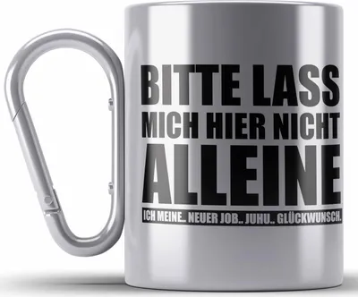 Produktbild von Trendation - Kollege Kollegin Abschied Geschenk Edelstahl Tasse Karabiner Spruch Abschiedsgeschenk Karabiner Edelstahl Tasse Karabiner Edelstahl Neuer Job Jobwechsel (Silber)
