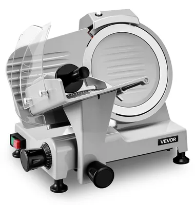 Produktbild von VEVOR Fleischschneidemaschine 300 W 0-12 mm Elektrischer Allesschneider für Restaurants Metzgereien Cafeterias und Küchen, mit 300-450 U/min, Messerschärfer, Klingenschutz und Edelstahl-Schale