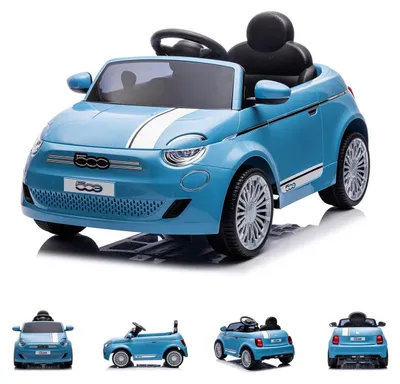 Produktbild von Chipolino Kinder Elektroauto Fiat 500 Fernbedienung, Sicherheitsgurt, MP3, USB hellblau