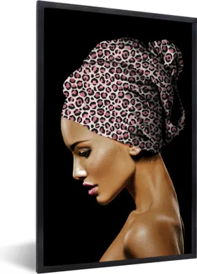 Produktbild von MuchoWow® MuchoWow® Gerahmtes Poster Frau - Tigerdruck - Rosa 60x90 cm - Poster mit zchwarzem Bilderrahmen - Kunst