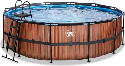 Produktbild von EXIT Wood Rahmenpool ø450, Aufstellpool, mit Sandfilteranlage, Rund, Braun