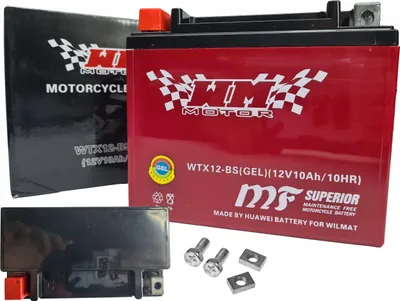 Zdjęcie produktu dla Akumulatory żelowe 12V 10Ah 130A Wilmat WTX12 YTX12-BS Moto Quad ATV