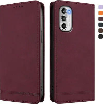 Obrázek produktu pro Pouzdro pro Motorola Moto G 5G 2022, retroPolyuretankožené flip pouzdro s stojánkem a přihrádkami na karty Červený