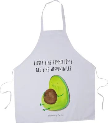 Produktbild von Mr. & Mrs. Panda Schürze Avocado Pfeifen - Weiß - Geschenk, Diät, Ernährung, Servierschürze, Abnehmen, Kellner-Schürze, Kochschürze, Küchenzubehör, Küchenschürze