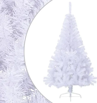 Zdjęcie produktu dla vidaXL Sztuczna pół choinka ze stojakiem biała 150 cm PVC