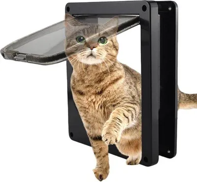 Produktbild von Famanu Katzentür mit Magnetschloss - für Katzen und kleine Hunde - schwarz